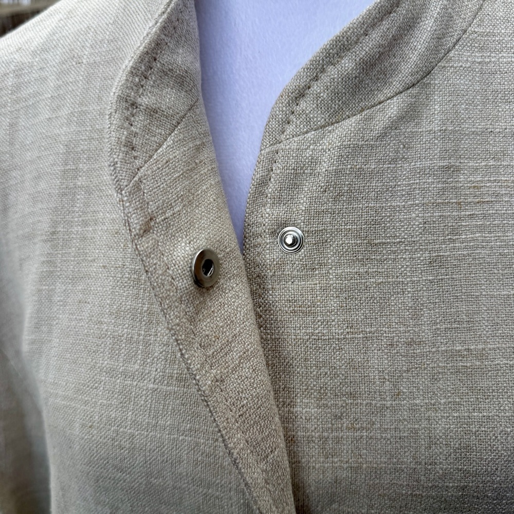 ZARA Linen Blend Bomber Jacket w/ Pockets Light Beige S/M Oversized Bloggers Fav - Picture 8 of 14
